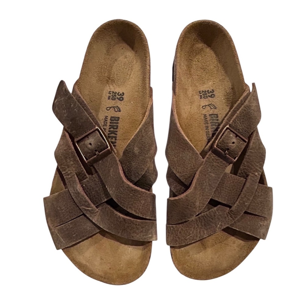 Birkenstock Lugano Camberra Old Tobacco Oiled Leather Sandals 39 Boho